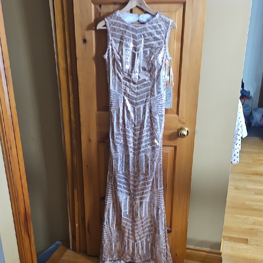 Elegant Sequin Sleeveless Dress - Pink
